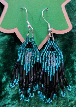 BrickStitchTealBlack Black Aqua Brick Stitch Earrings