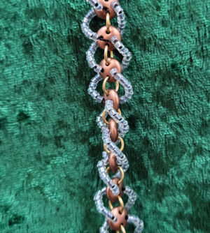 DNASpiralBrownBLue DNA Lentil Bracelet - Copper and Blue
