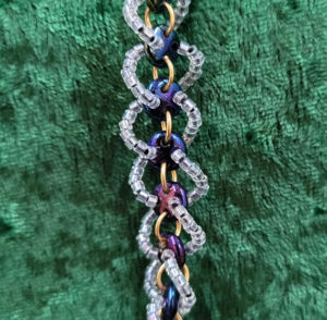 DNASpiralPeacockBlue DNA Lentil Bracelet - Peacock and Blue