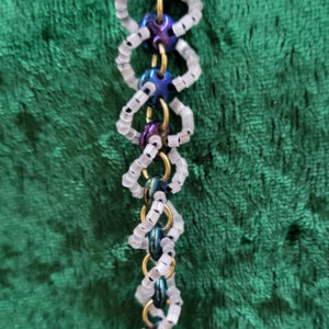 DNA Lentil Bracelet - Peacock and White