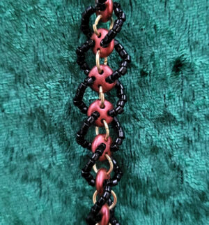 DNASpiralRedBlack DNA Lentil Bracelet - Red and Black