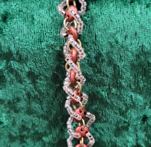 DNASpiralRedGold DNA Lentil Bracelet - Red and Gold