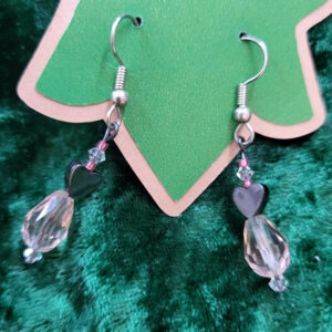 Pink Hematite Heart Drops