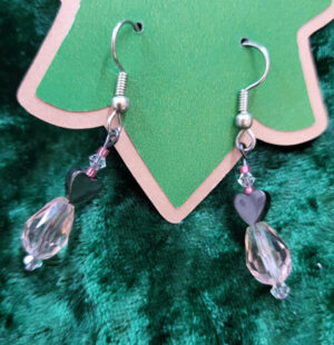 HematiteDropPink Pink Hematite Heart Drops