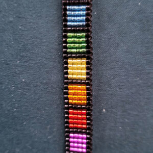 Black and Rainbow Check Woven Choker